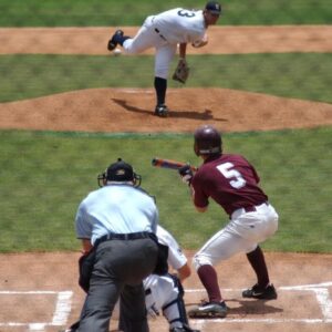 baseball, baseball player, pitcher, throwing, umpire, batter, hitter, game, ball, sport, sports balls, activity, team, college, batter's box, action, playing, competition, field, pitcher's mound, bunt, home plate, infield, baseball diamond, catcher, baseball catcher, baseball, baseball, baseball, baseball, baseball, umpire, sport, baseball diamond